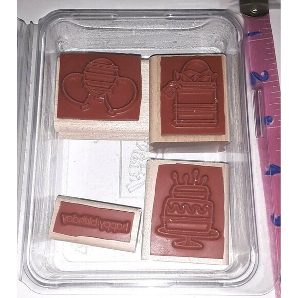 Stampin' Up! Bitty Birthday Stamp Set Balloons Happy Birthday Greeting Gift Cake - Picture 2 of 4